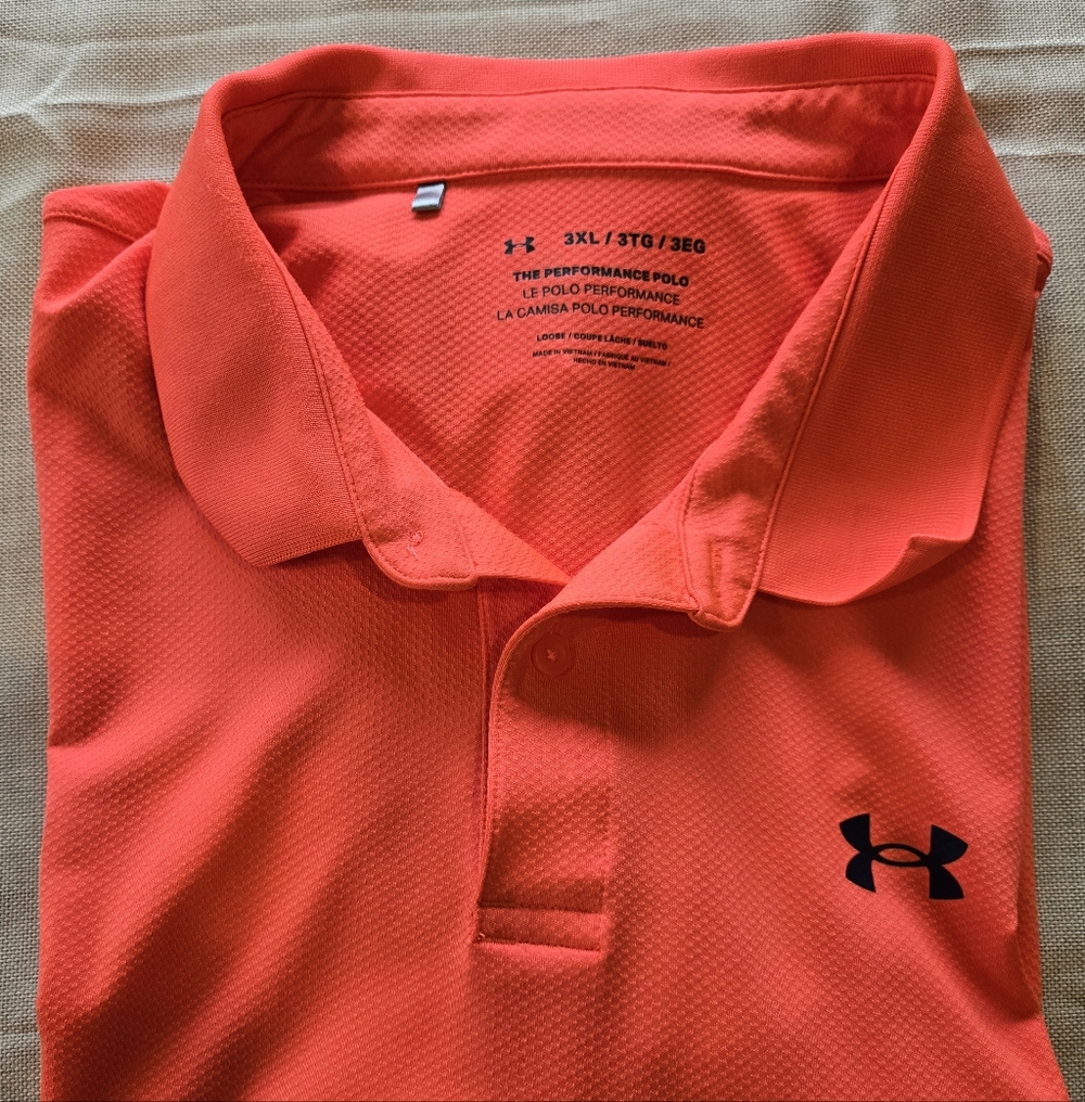 Under Armour Men's Bold Orange Polo Golf Shirt 3XL